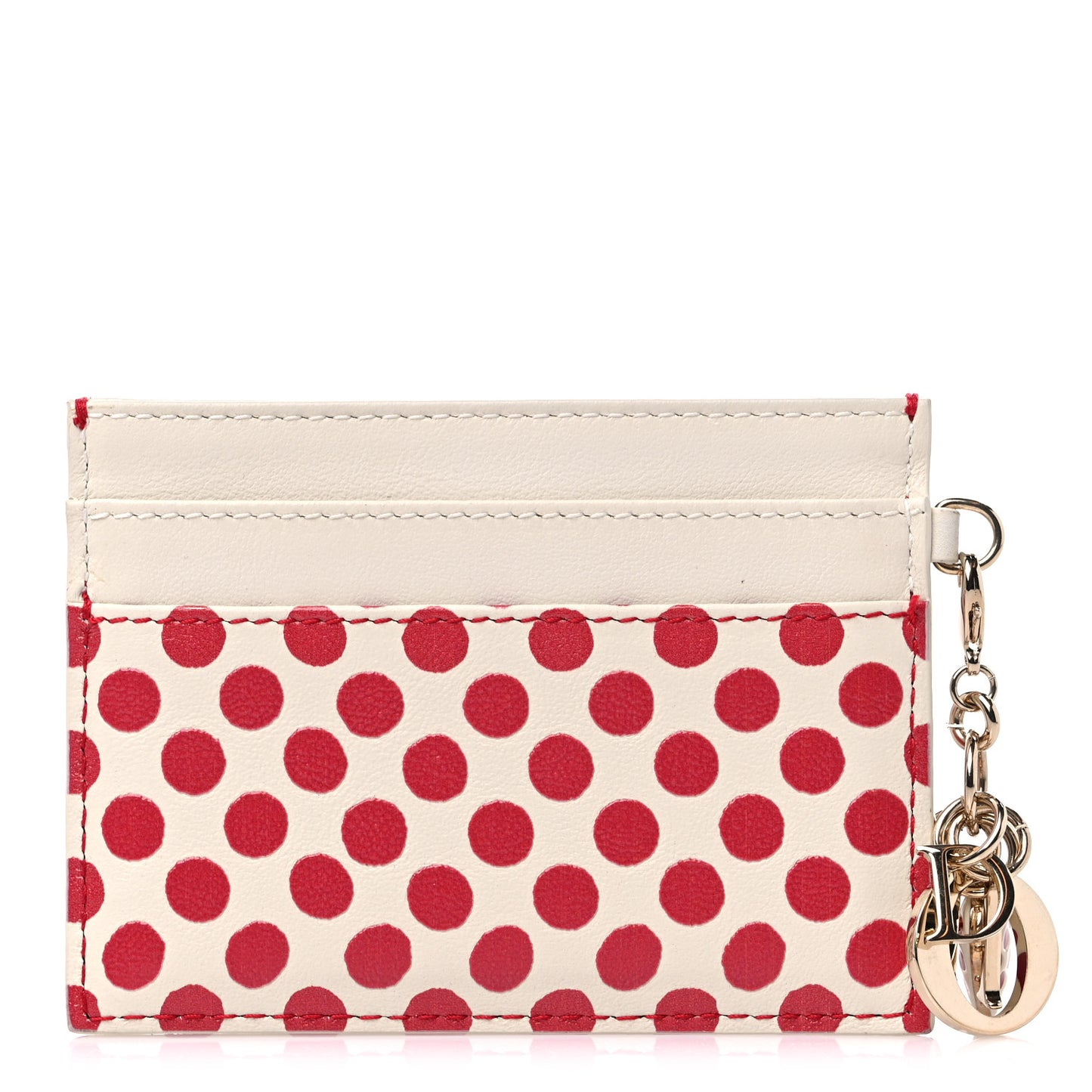 Calfskin DiorAmour Dots Card Holder Red White