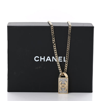 Chanel Crystal Dog Tag Charm Necklace Gold 6 of 6