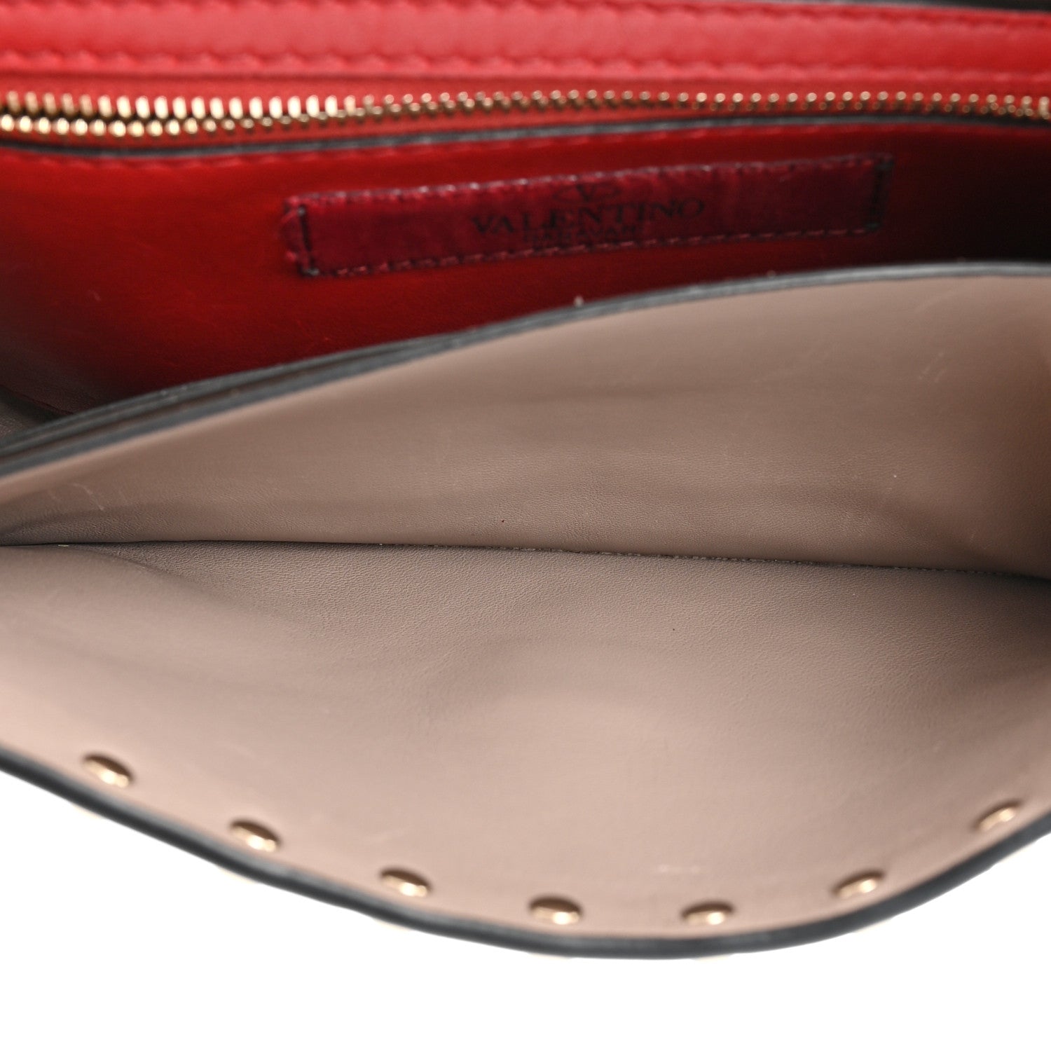 Valentino Garavani Lambskin Rockstud Spike Wallet on Chain Poudre 5 of 10