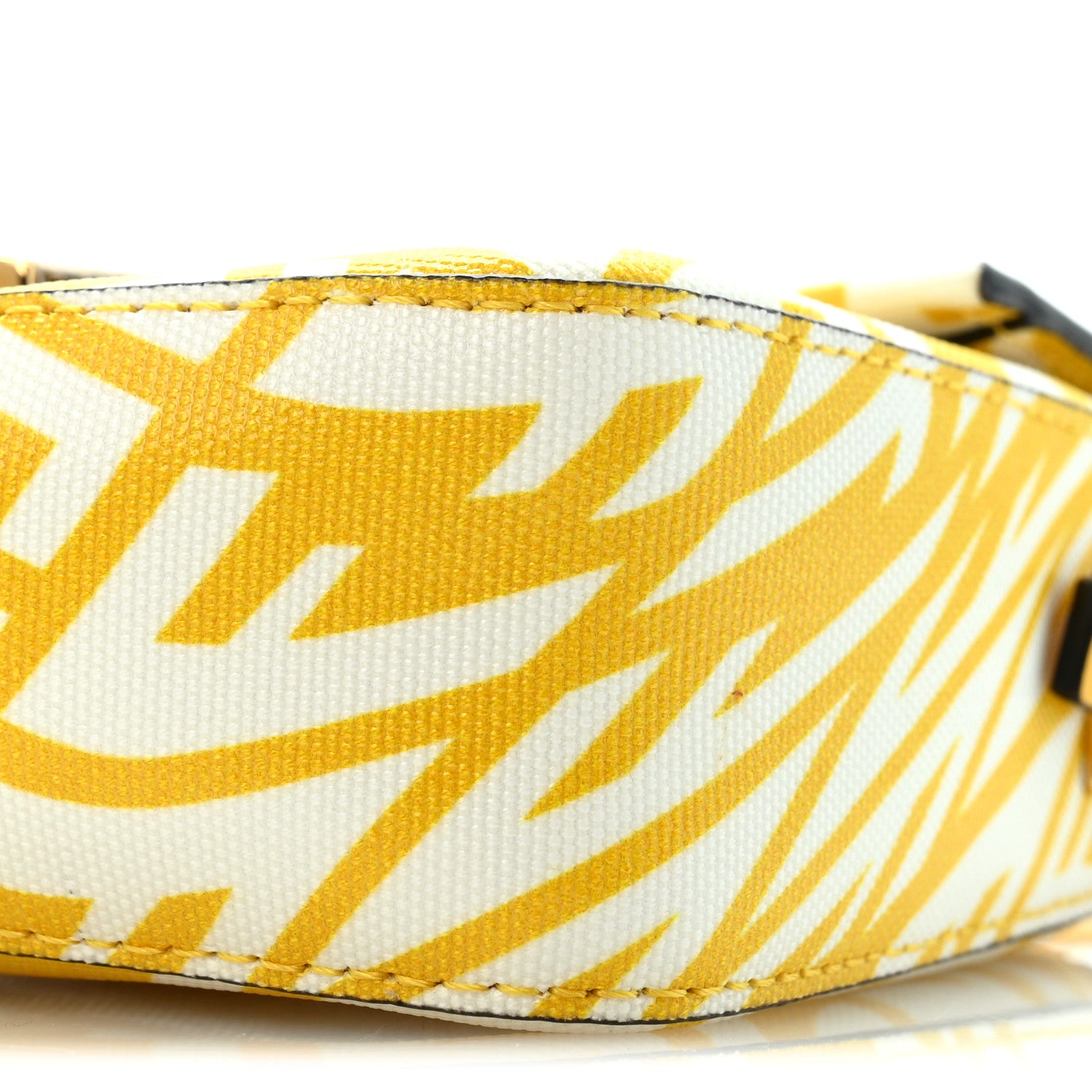 Fendi X SARAH COLEMAN Glazed Canvas Vitello King FF Vertigo Mini Baguette 1997 Mimosa White 10 of 11