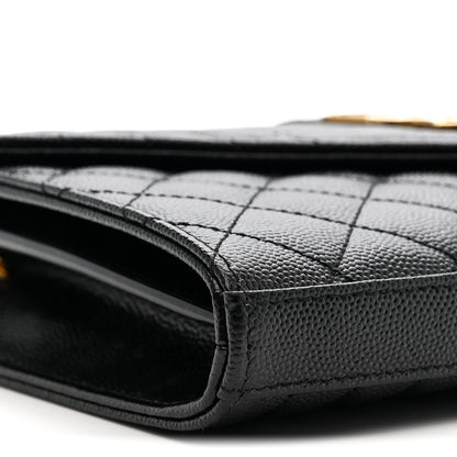 Saint Laurent Grain De Poudre Mixed Matelasse Triquilt Monogram Chain Wallet Black 8 of 9