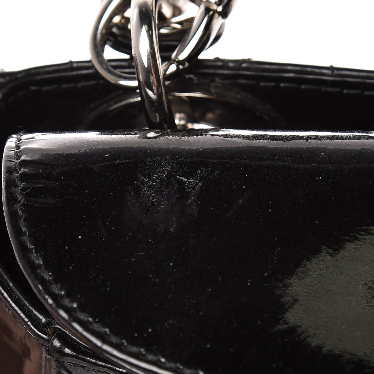 Patent Cannage Mini Lady Dior Black