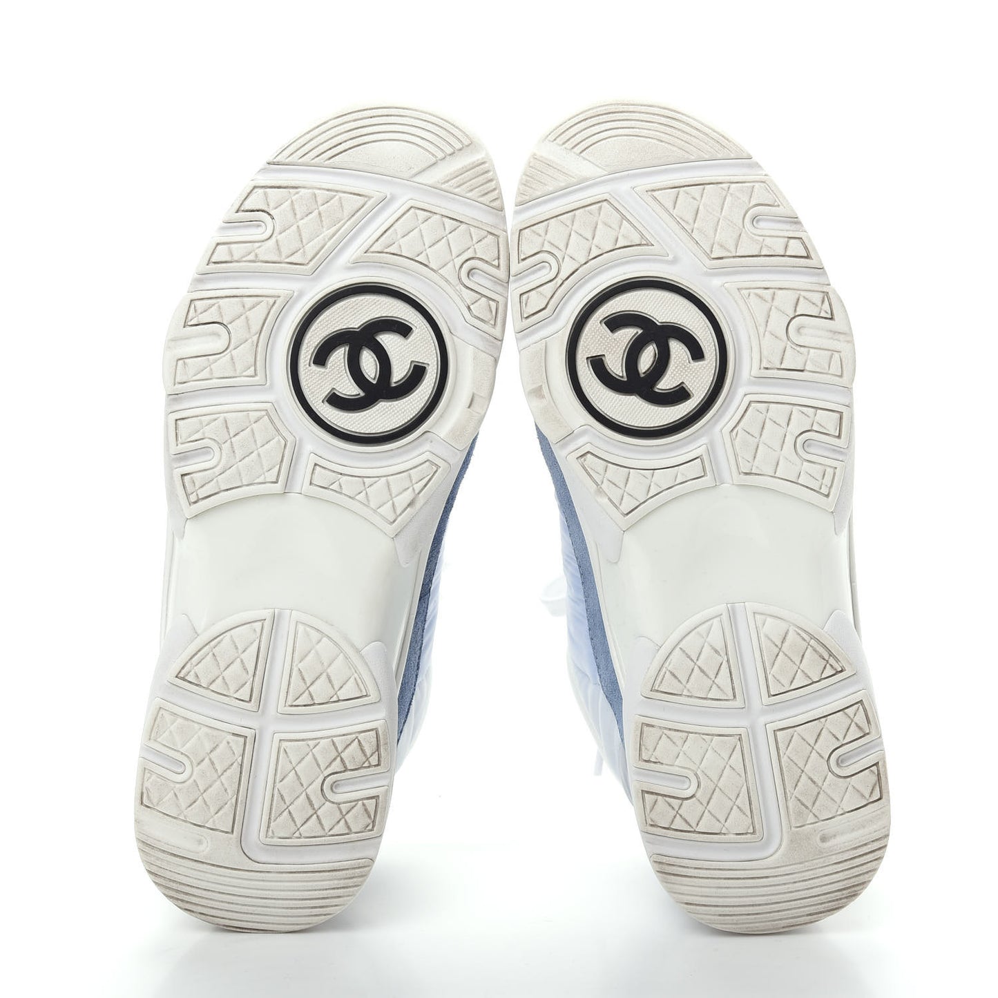 Suede Calfskin Nylon CC Sneakers 37.5 Sky Blue