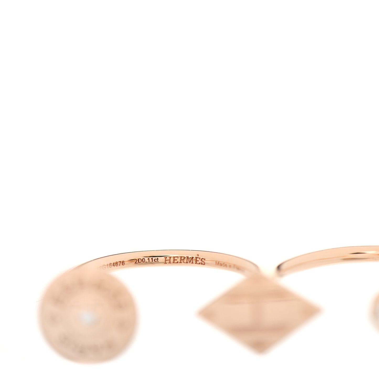 18K Rose Gold Diamond Gambade Double Ring 56 7.5