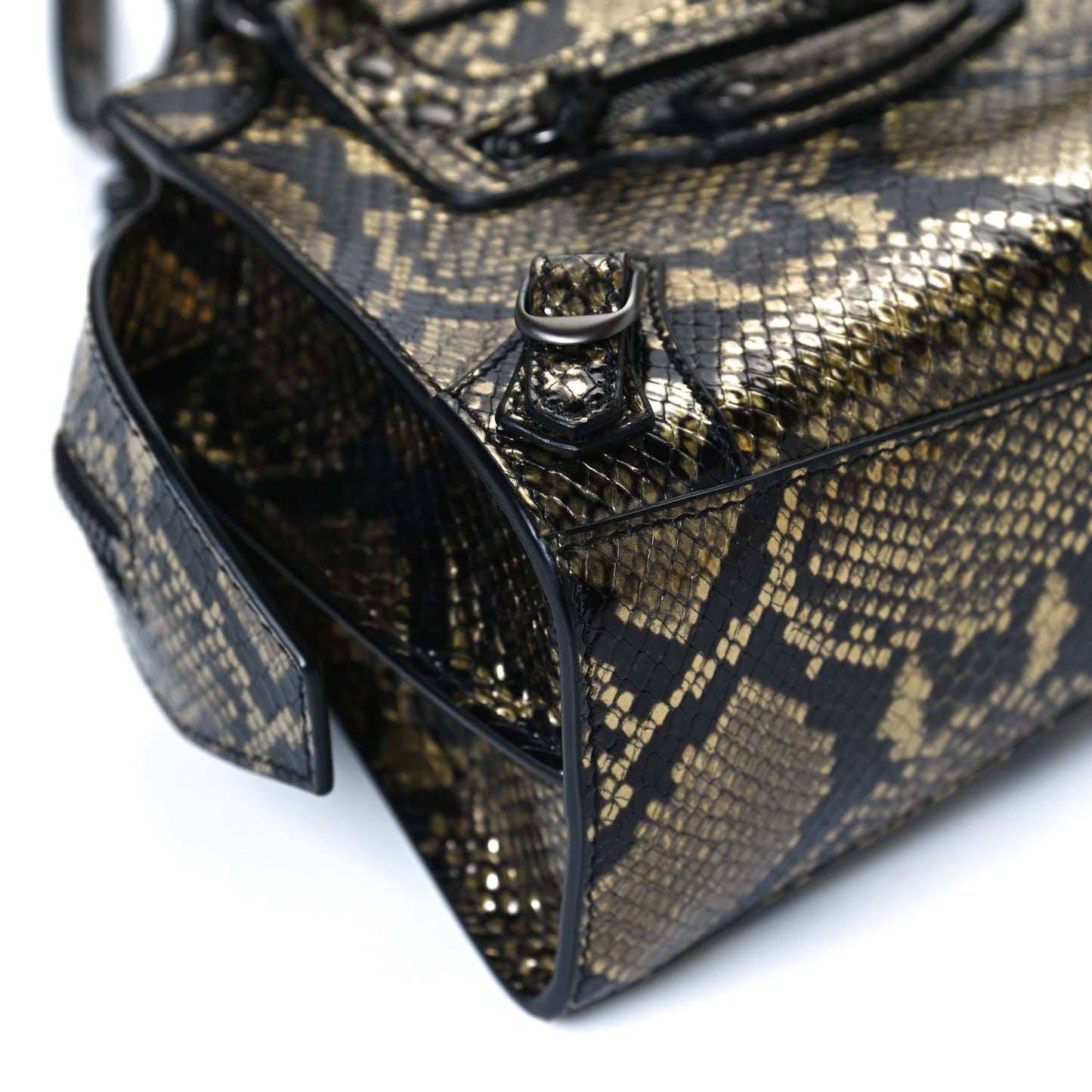 Grained Calfskin Snake Effect Neo Classic Silver Hardware Mini City Gold Black