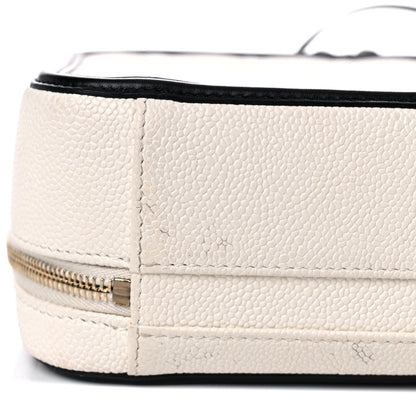 Chanel Caviar Quilted Medium CC Filigree Vanity Case White Black 18 of 19