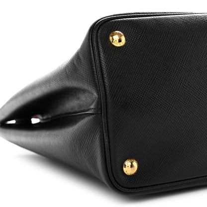 Prada Saffiano Cuir Medium Double Bag Black Fuoco 7 of 8