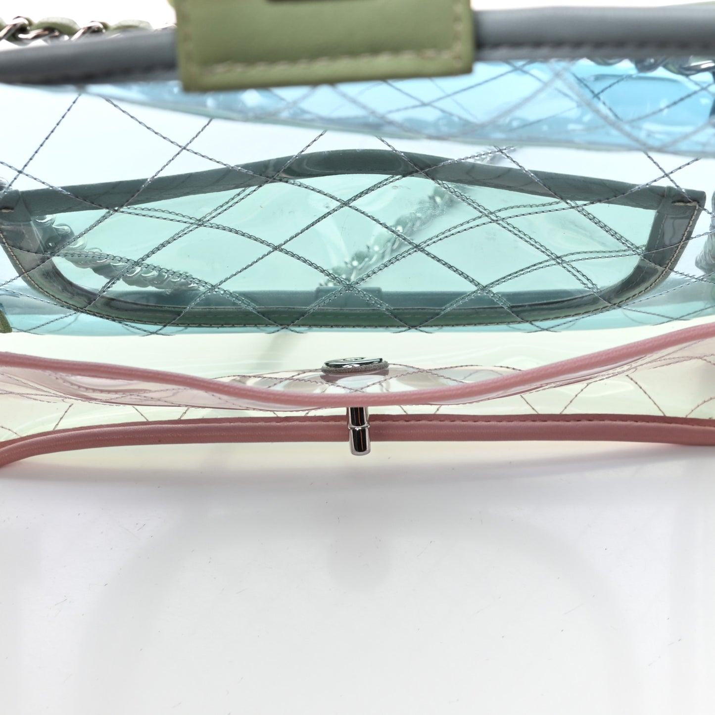 Lambskin PVC Quilted Medium Coco Splash Flap Blue Green