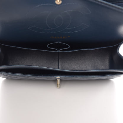 Chanel Metallic Caviar Quilted Jumbo Double Flap Dark Blue 6 of 8