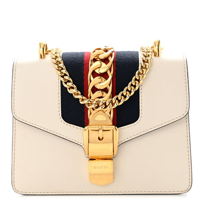Gucci Calfskin Mini Sylvie Chain Shoulder Bag White 1 of 13