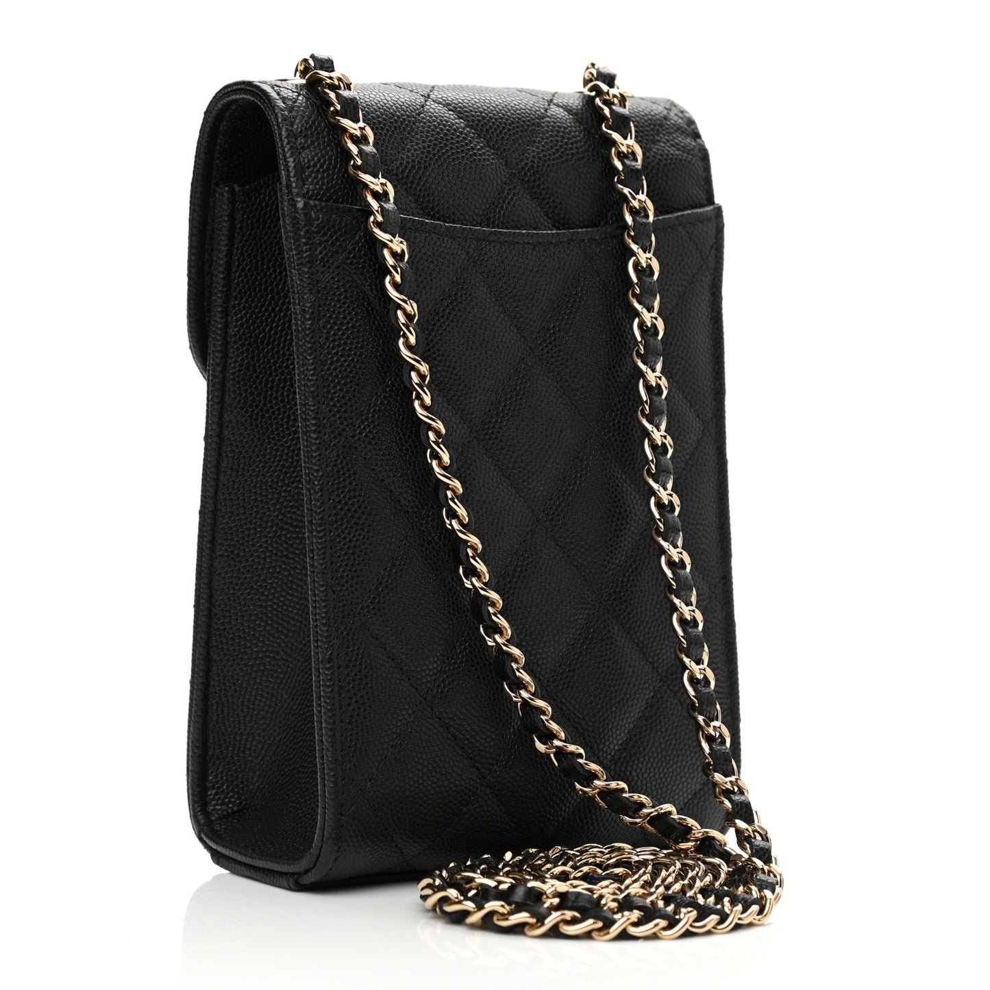 Caviar Quilted Classic Phone Holder Black