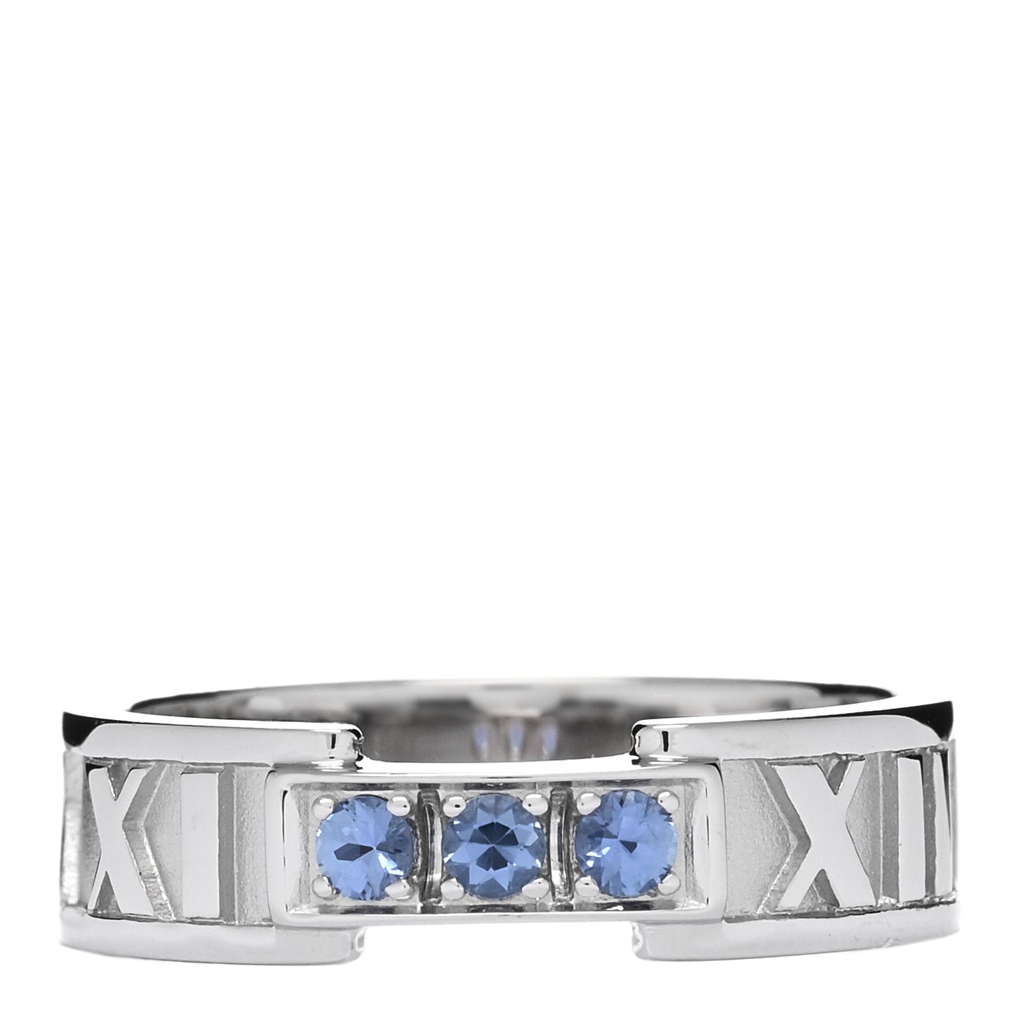 18K White Gold Blue Sapphire Atlas Ring 52 6
