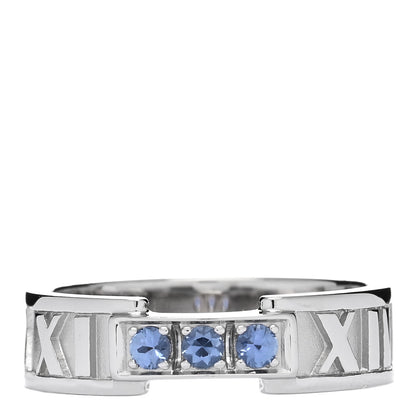 Tiffany 18K White Gold Blue Sapphire Atlas Ring 52 6 1 of 3