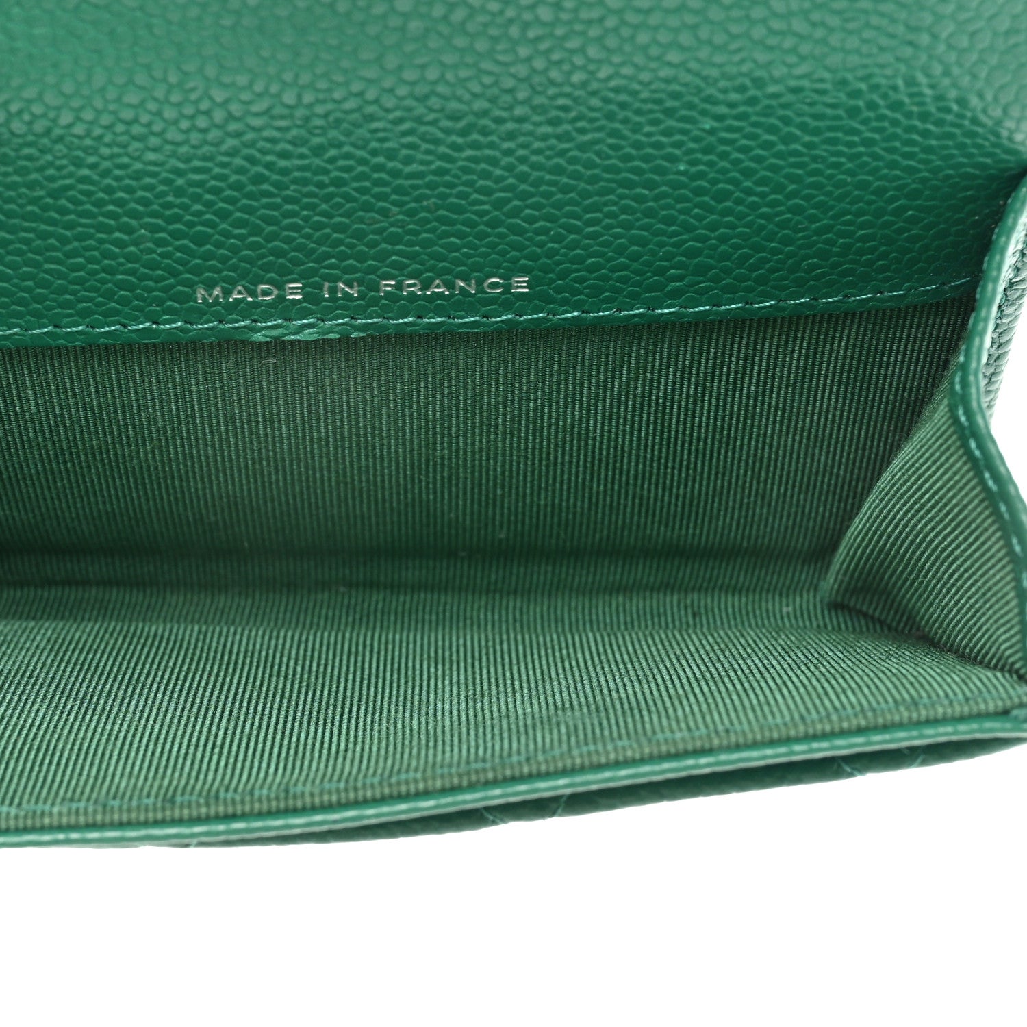 Chanel Caviar Quilted Flap Card Holder Wallet Green 5 of 13