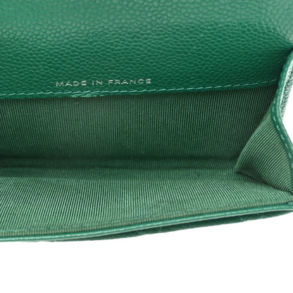 Chanel Caviar Quilted Flap Card Holder Wallet Green 5 of 13