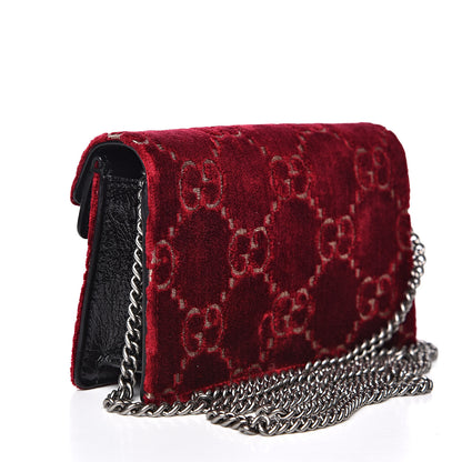 Gucci Velvet GG Monogram Super Mini Dionysus Shoulder Bag Red Cipria Black 3 of 10