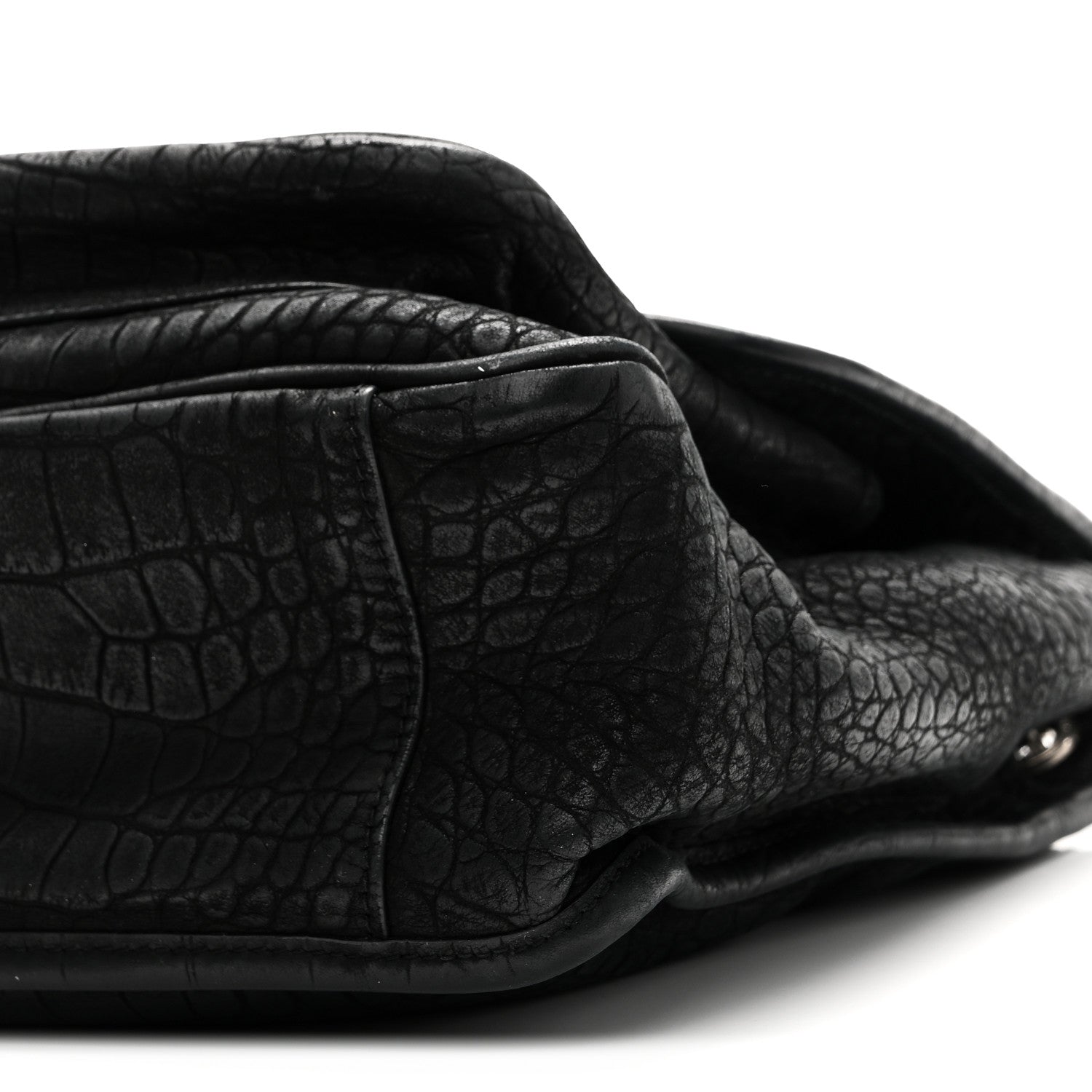 Saint Laurent Nubuck Crocodile Embossed Monogram Medium Niki Chain Satchel Black 10 of 10