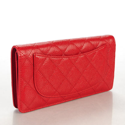 Chanel Caviar Quilted Yen Wallet Red 3 of 9