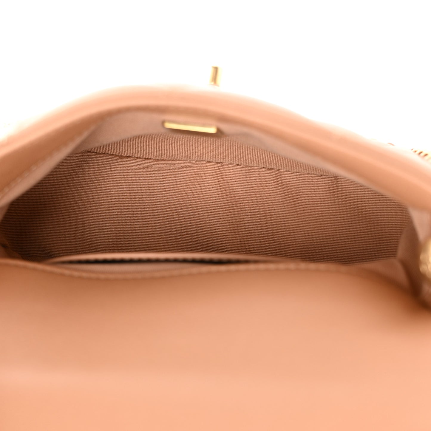 Lambskin Chain Around Top Handle Flap Dark Beige