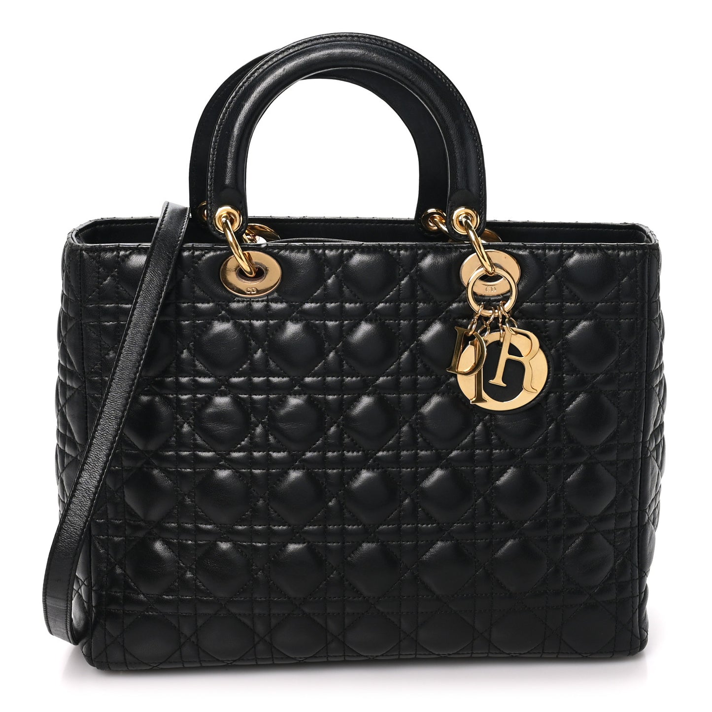 Lambskin Cannage Large Lady Dior Black