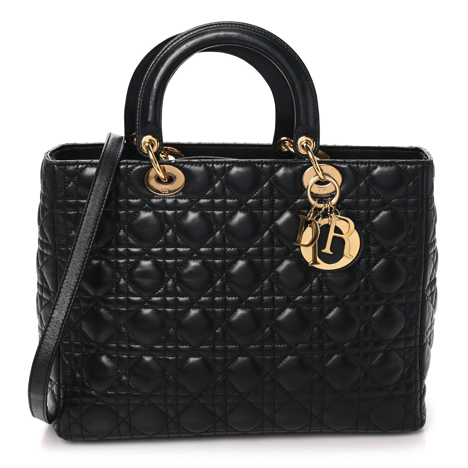 Christian Dior Lambskin Cannage Large Lady Dior Black 1 of 10