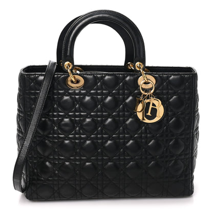 Christian Dior Lambskin Cannage Large Lady Dior Black 1 of 10
