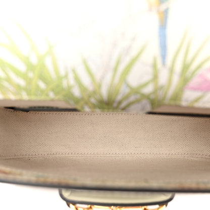 Gucci New Shangai Calfskin Tiger Savanah Web Mini Horsebit 1955 Shoulder Bag Chalky White Multicolor 5 of 13