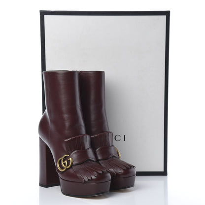 Gucci Malaga Kid GG Marmont Fringe Platform Ankle Boots 38 Vintage Bordeaux 8 of 8
