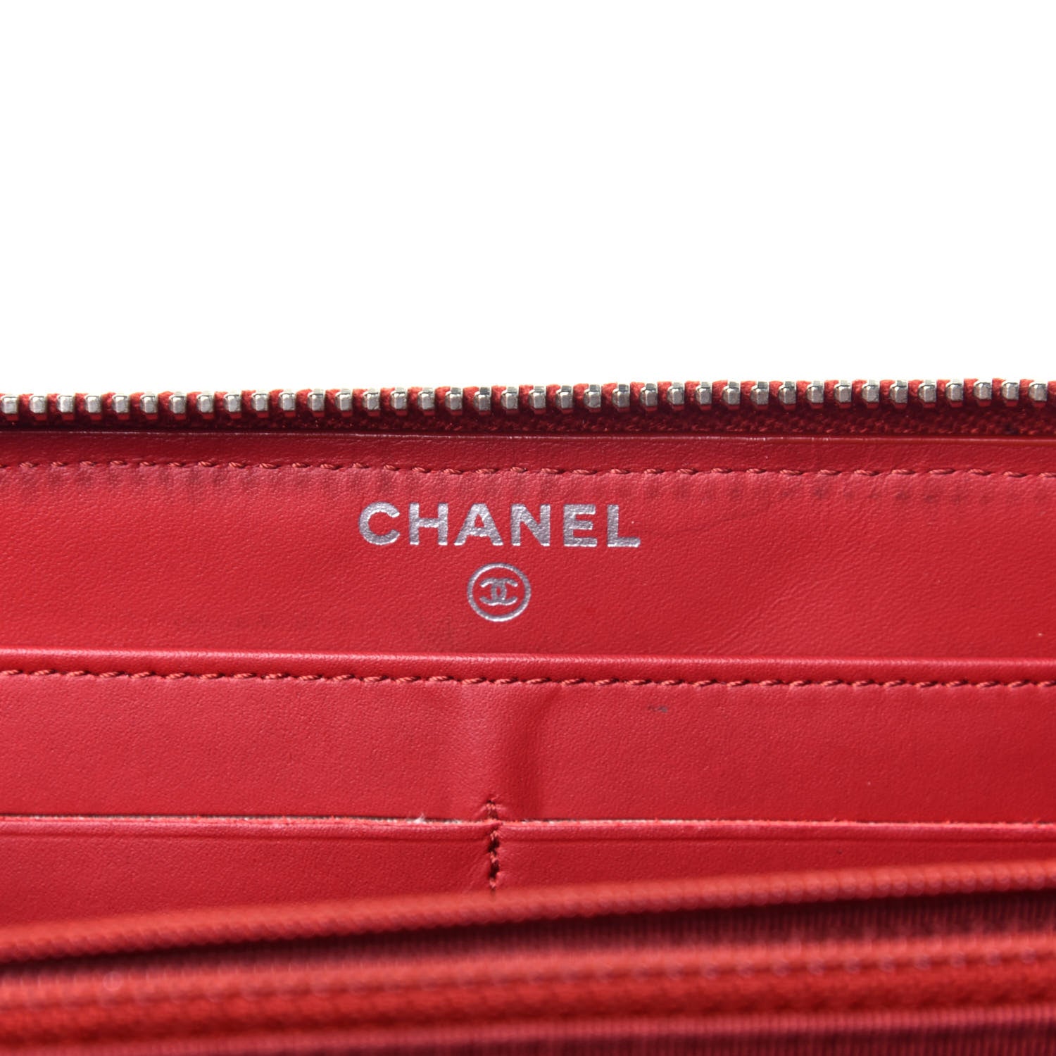 Chanel Caviar Quilted Large Gusset Zip Around Wallet Red 6 of 12