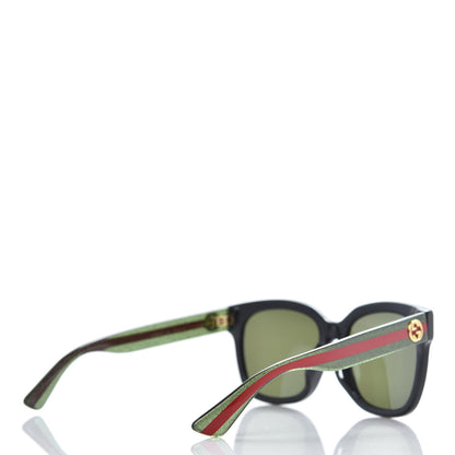 Gucci Acetate Square Frame Web Glitter Sunglasses GG0034S Black Green 3 of 7