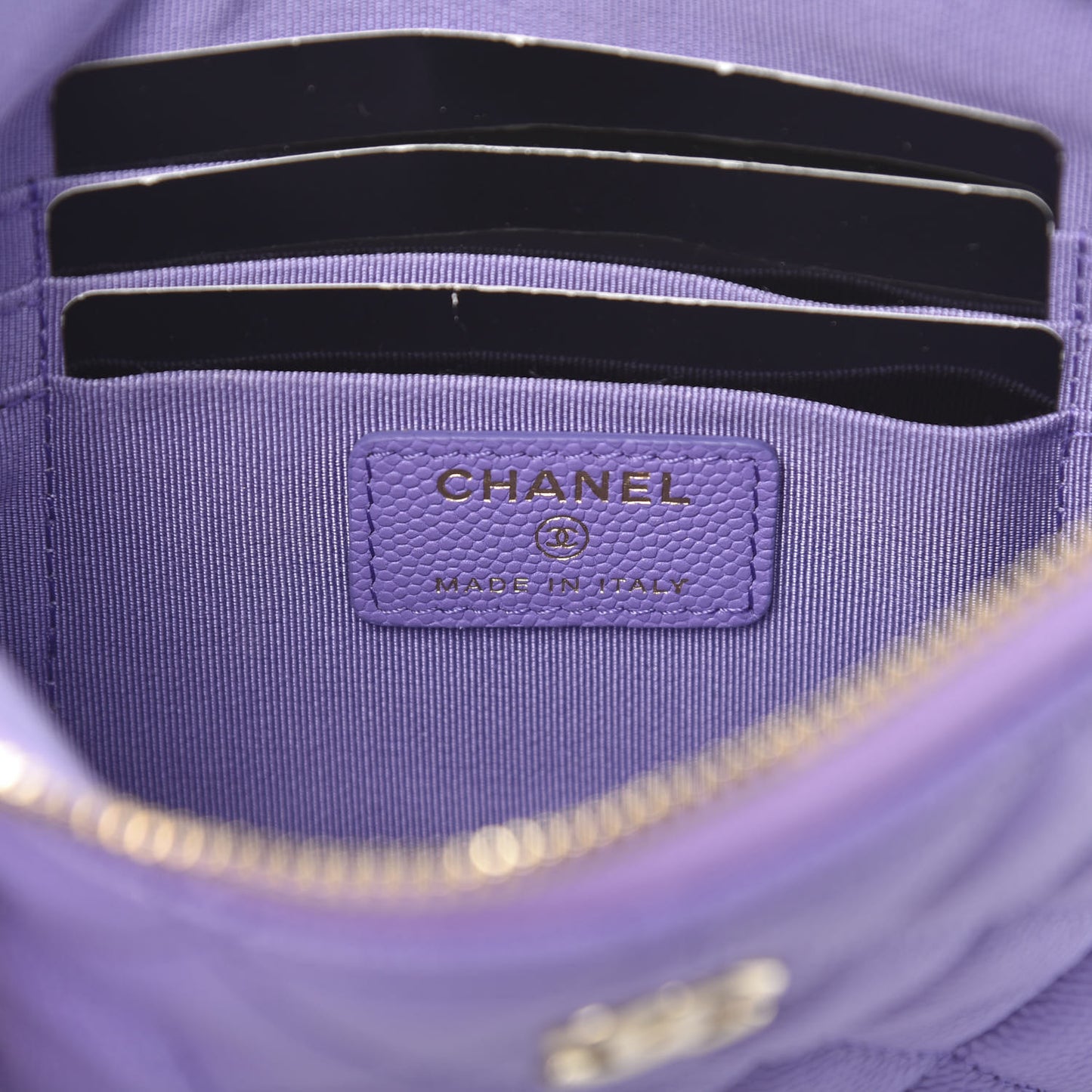 Caviar Quilted Small Zipped Pouch Purple