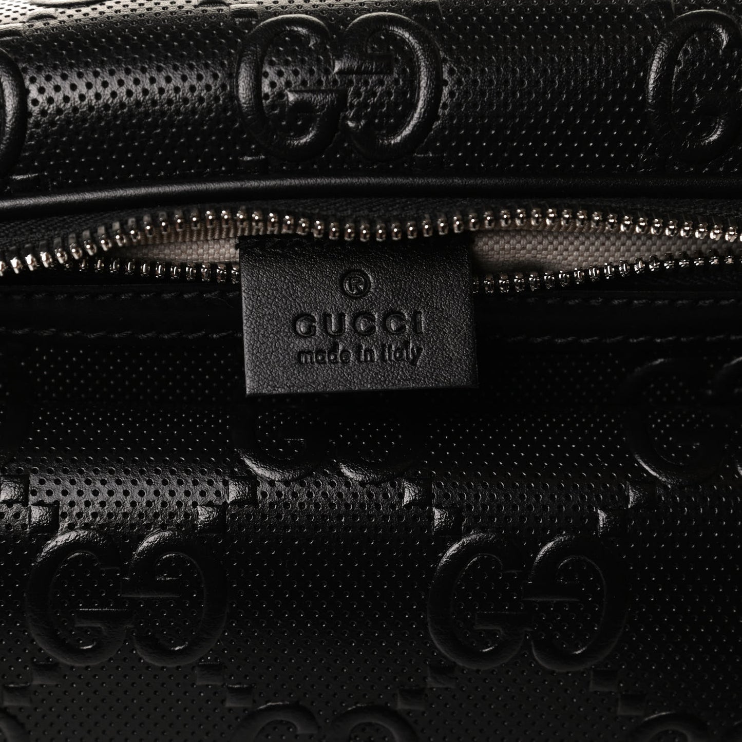 Calfskin GG Tennis Embossed Pocket Belt Bag Black