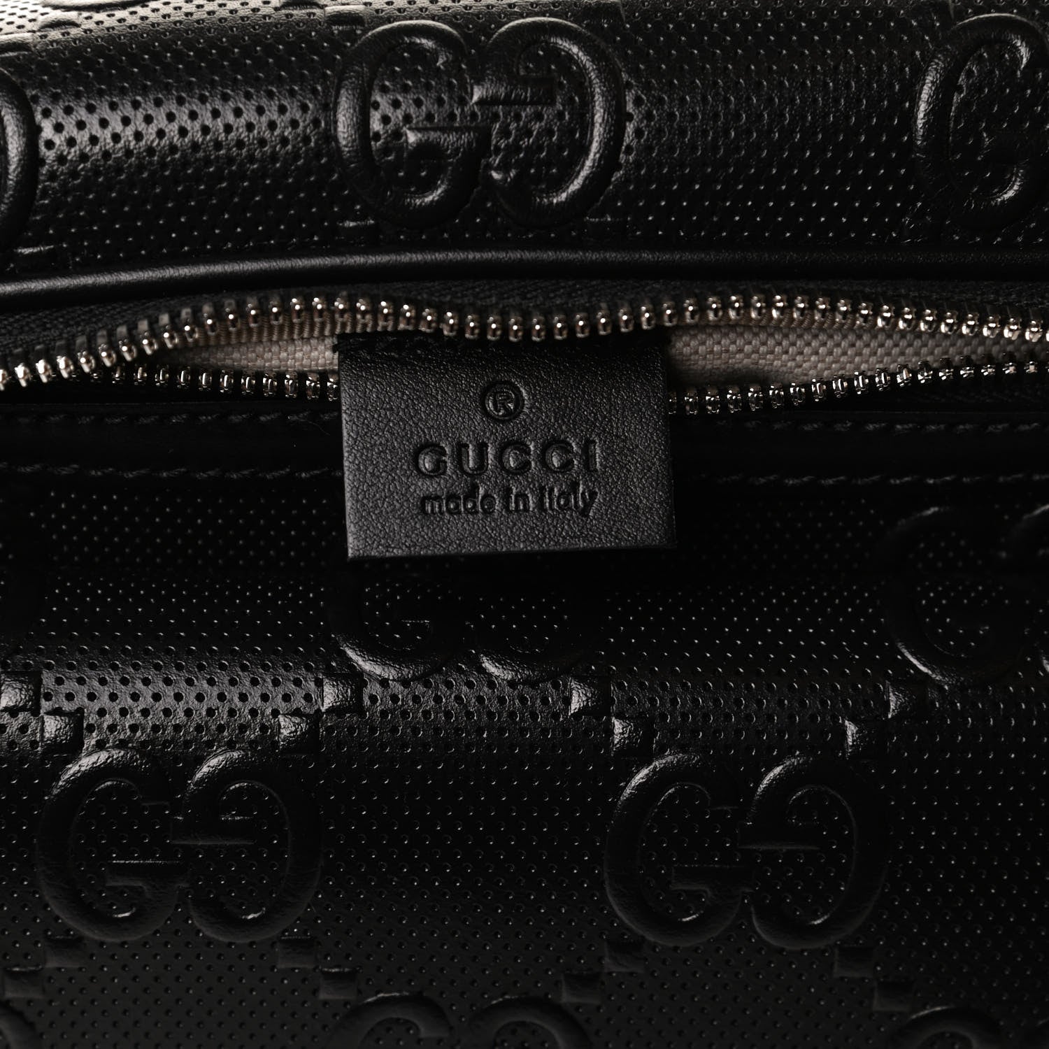 Gucci Calfskin GG Tennis Embossed Pocket Belt Bag Black 6 of 14