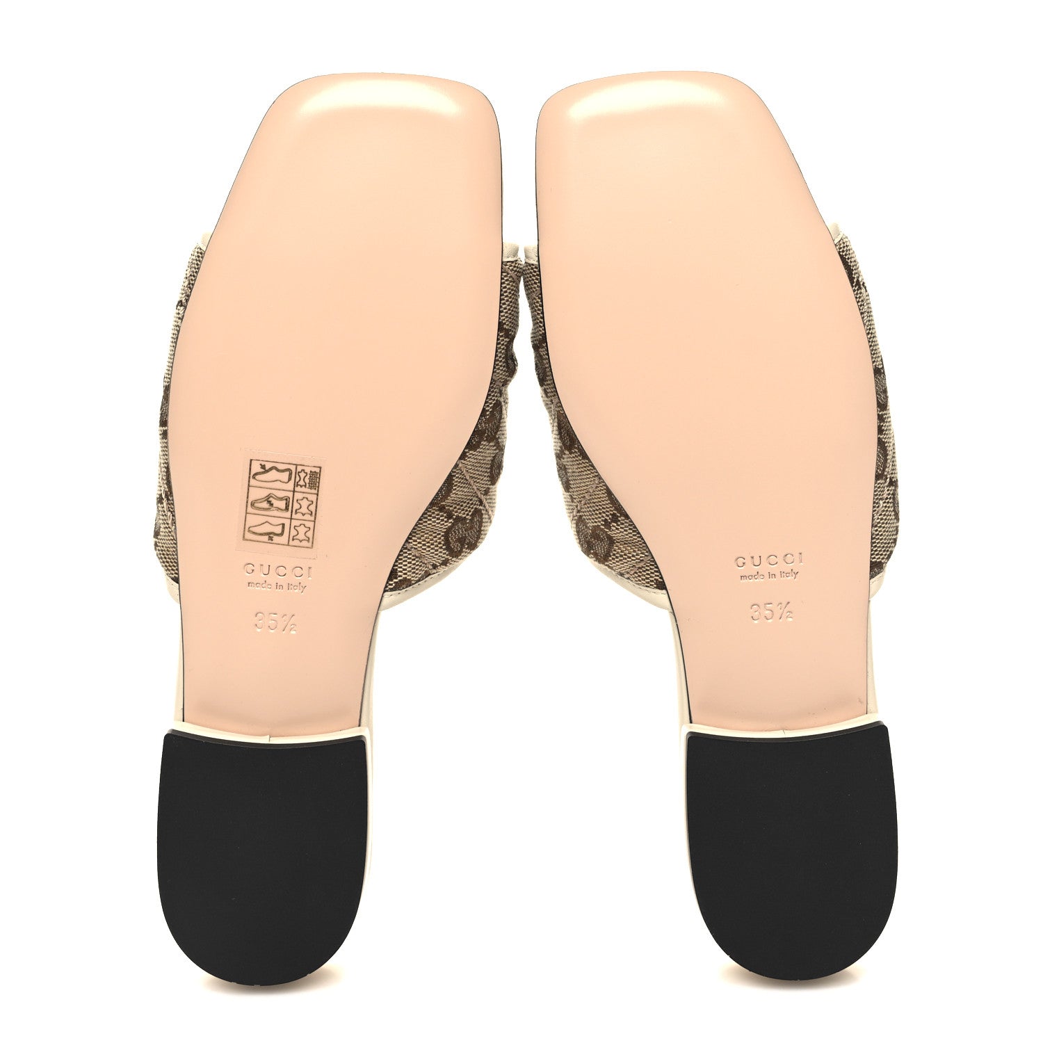 Gucci Monogram Matelasse Diagonal GG Marmont Flat Slide Sandals 35.5 Beige Ebony Mystic White 5 of 9