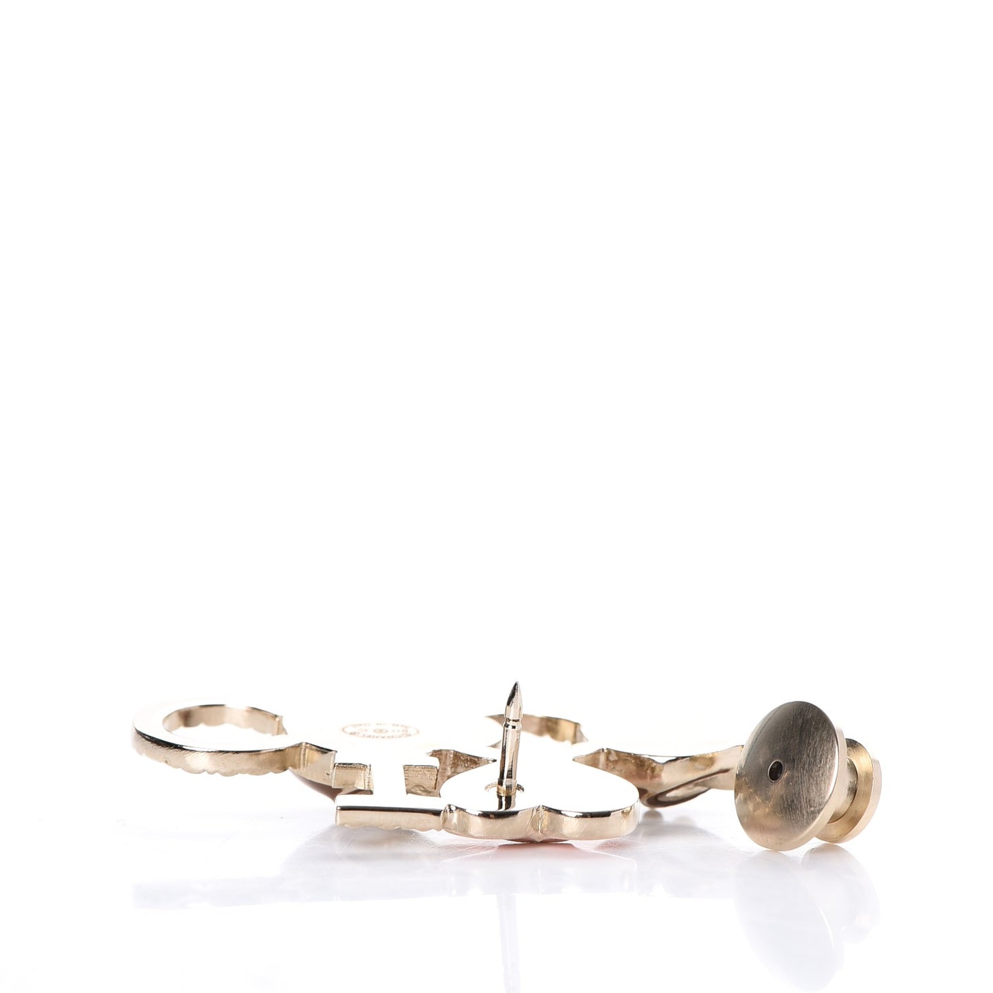 Metal Resin Pearl I Love Coco Brooch Gold Brown Pink