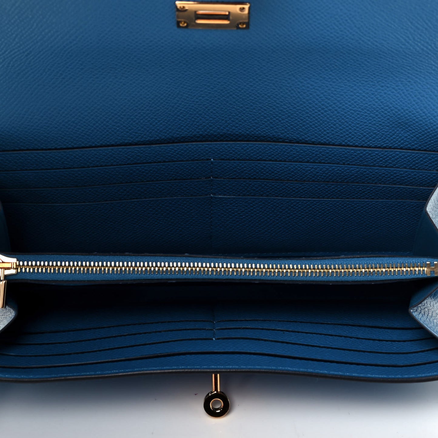 Epsom Kelly Longue Wallet Bleu Izmir