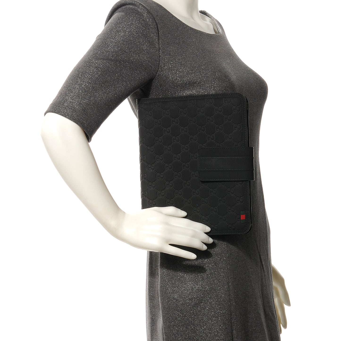 Rubberized Leather Guccissima Ipad Case W Fold Over Stand Black