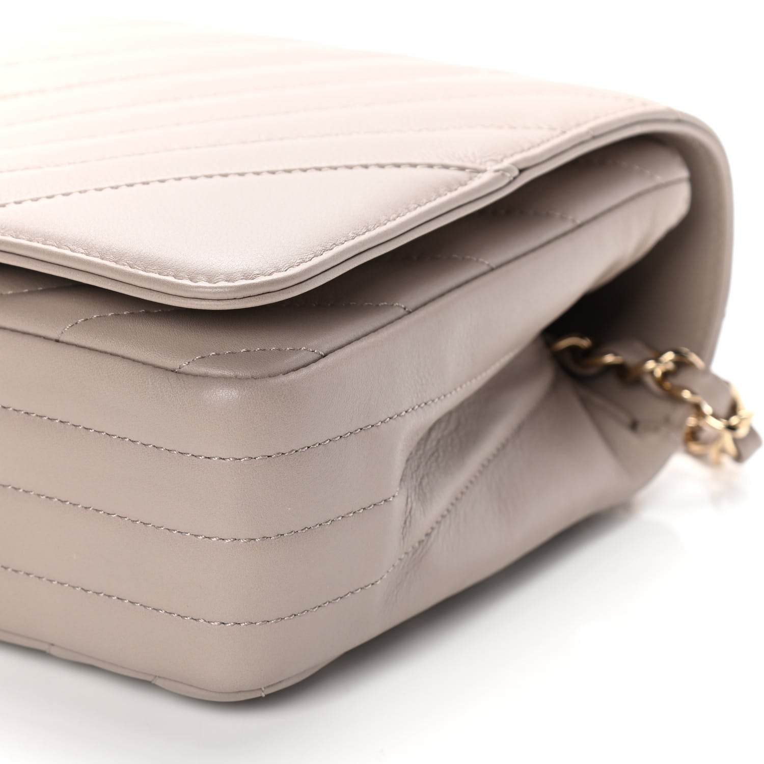 Chanel Calfskin Chevron Quilted Large Statement Flap Beige 9 of 11