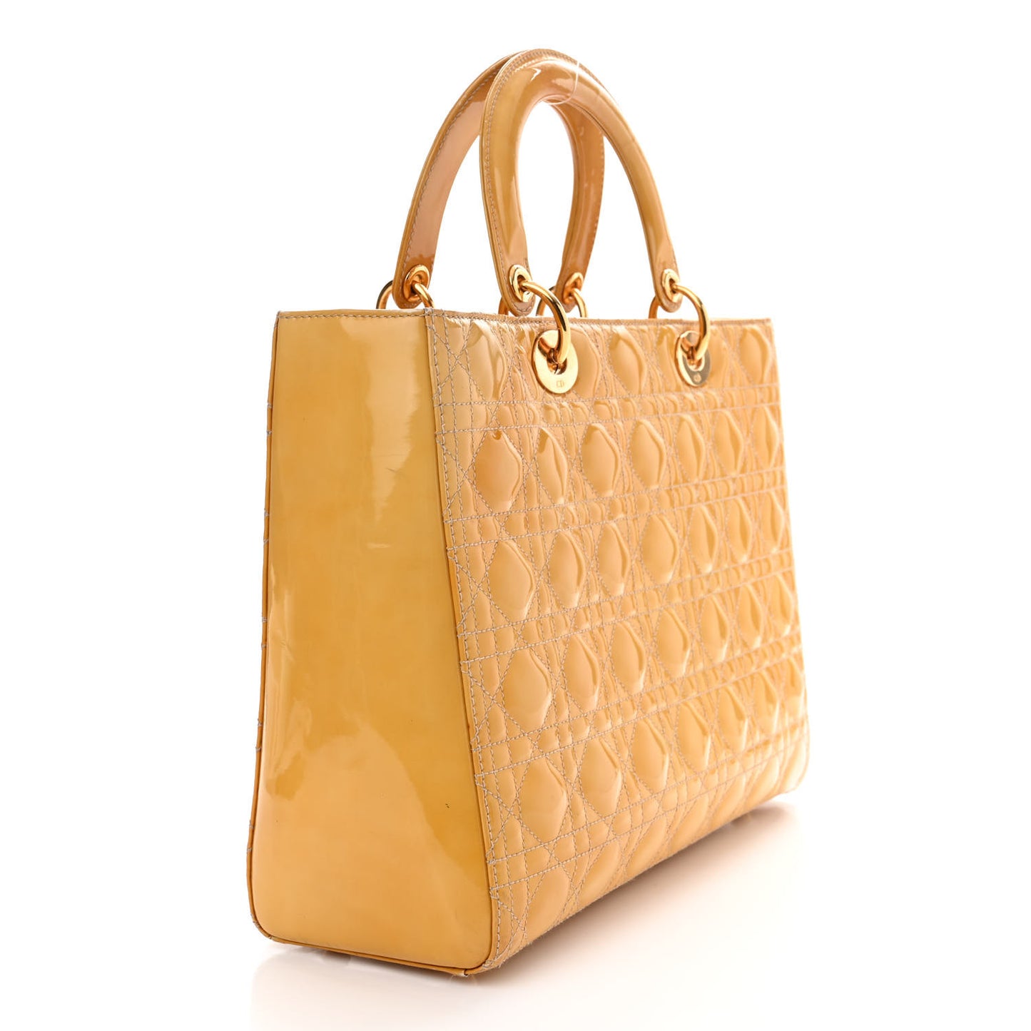 Patent Cannage Large Lady Dior Beige