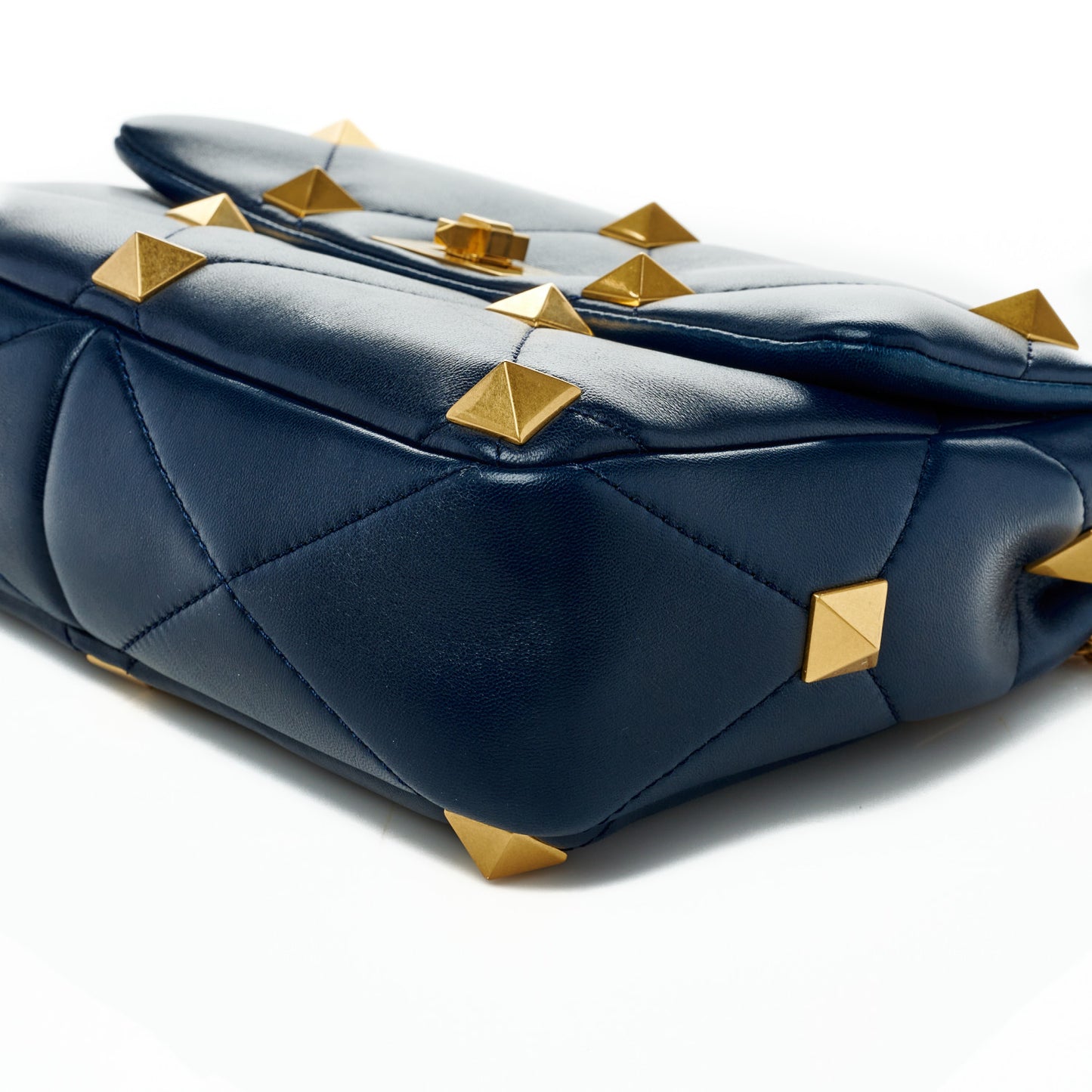 Nappa Large Roman Stud Shoulder Bag Marine