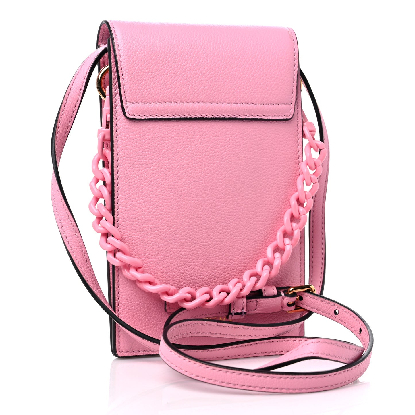 Calfskin La Medusa Chain Crossbody Phone Pouch Pink