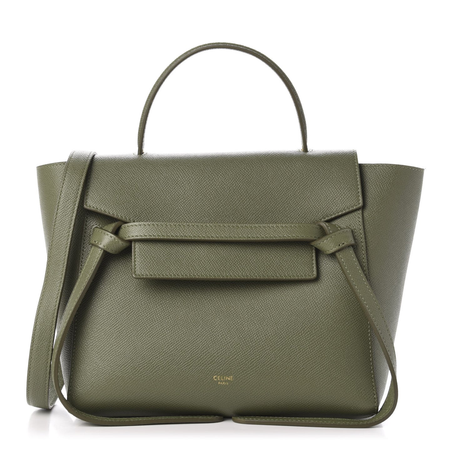 Grained Calfskin Micro Belt Bag Army Green