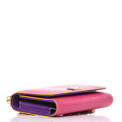 Dolce & Gabbana Lizard Calfskin Embossed Wallet On Chain Pink 4 of 10
