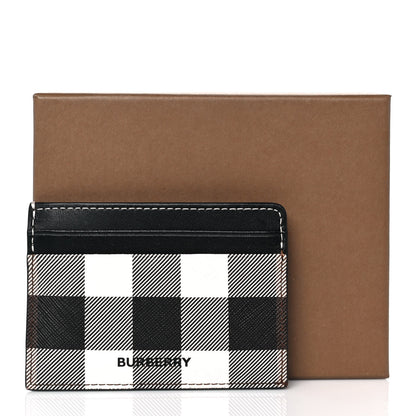 Burberry Gingham Check Calfskin Card Case Black White 9 of 9