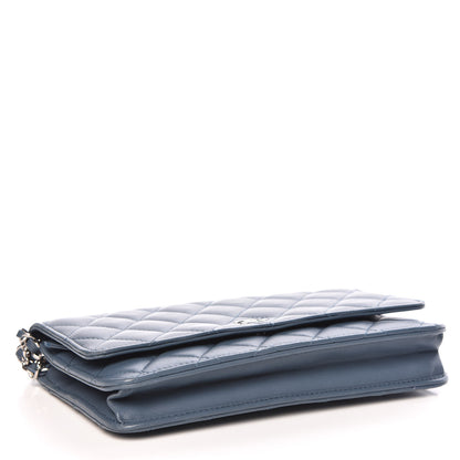 Chanel Lambskin Quilted Wallet On Chain WOC Blue 4 of 10