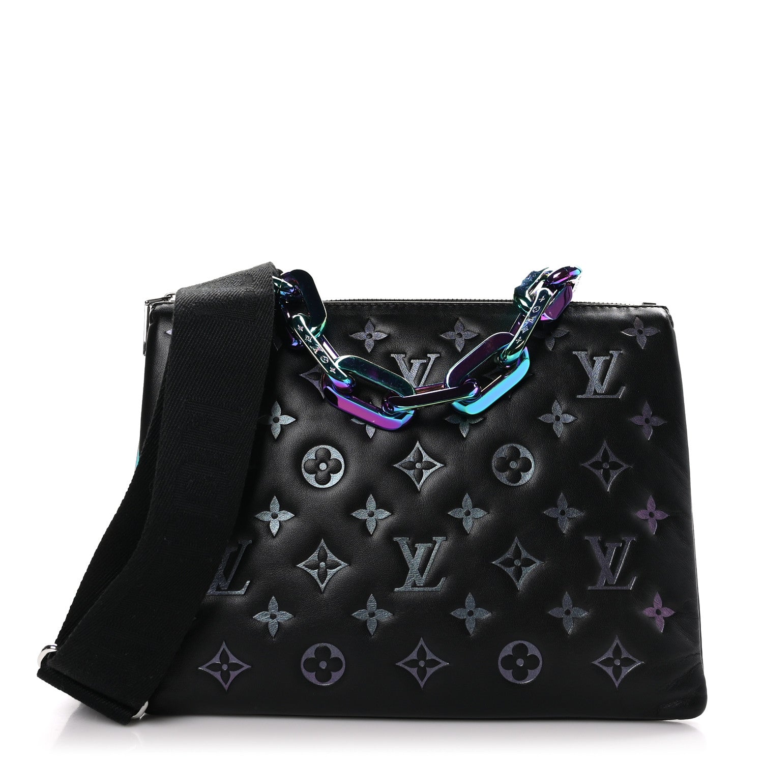 Louis Vuitton Lambskin Embossed Monogram LV Ski Coussin PM Black Multicolor 1 of 10