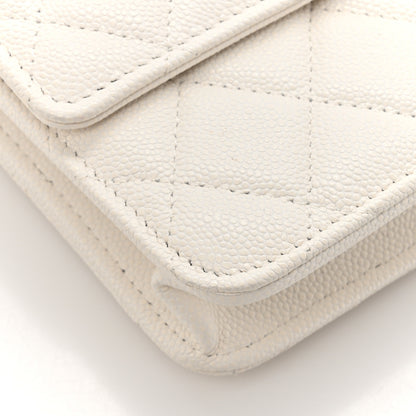Chanel Caviar Quilted Square Wallet On Chain WOC White 11 of 14