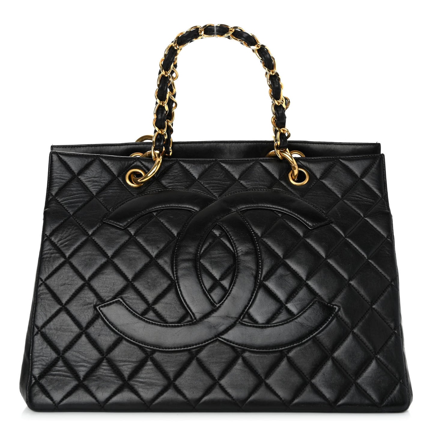 Lambskin Quilted Grand Shopping Tote GST Black