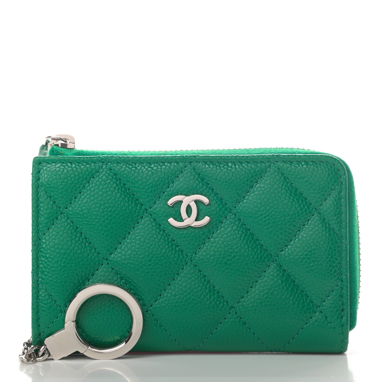 Chanel Caviar Quilted Zipped Key Holder Case Green 8 of 8