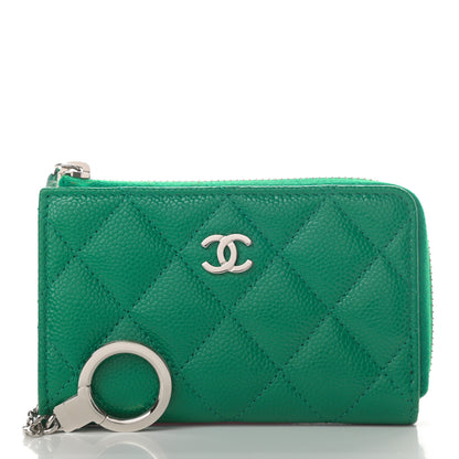 Chanel Caviar Quilted Zipped Key Holder Case Green 8 of 8